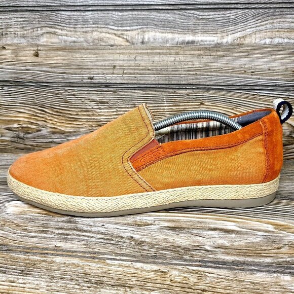 Geox Respira Burnt Orange Suede/Canvas Slip-Ons W/ Rope Midsoles Men\'s Size 9 main image 7